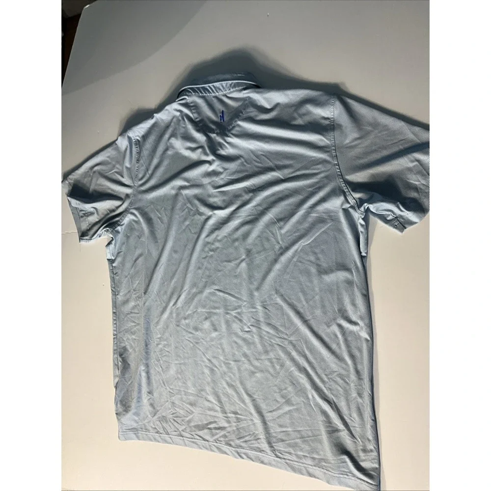 Johnnie-O Polo Shirt Mens XL Light Blue Performance Golf Farm Neck Logo - Picture 6 of 7